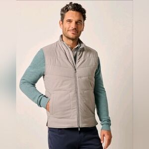 Size L - 🆕️ Johnie-O Fairhaven Men's Quilted Zip Golf Vest Grey Fossil $228